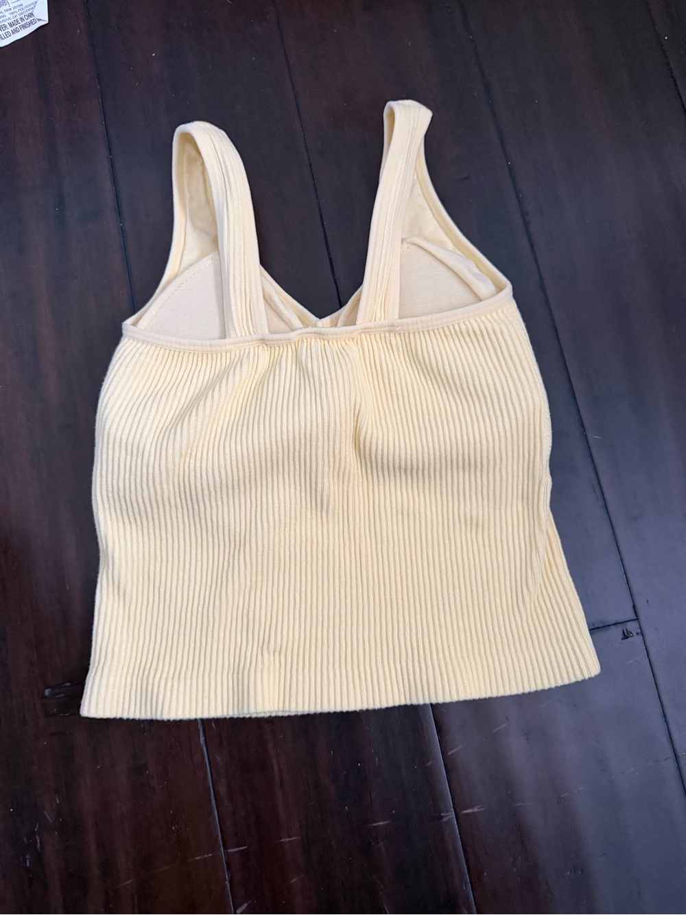AS Revival Ribbed V-Neck Crop Tank Top Yellow OS - Picture 2 of 3